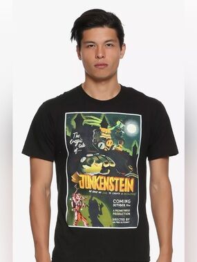 Overwatch Junkenstein Black Short Sleeve Small Shirt Graphic Front Comic Game